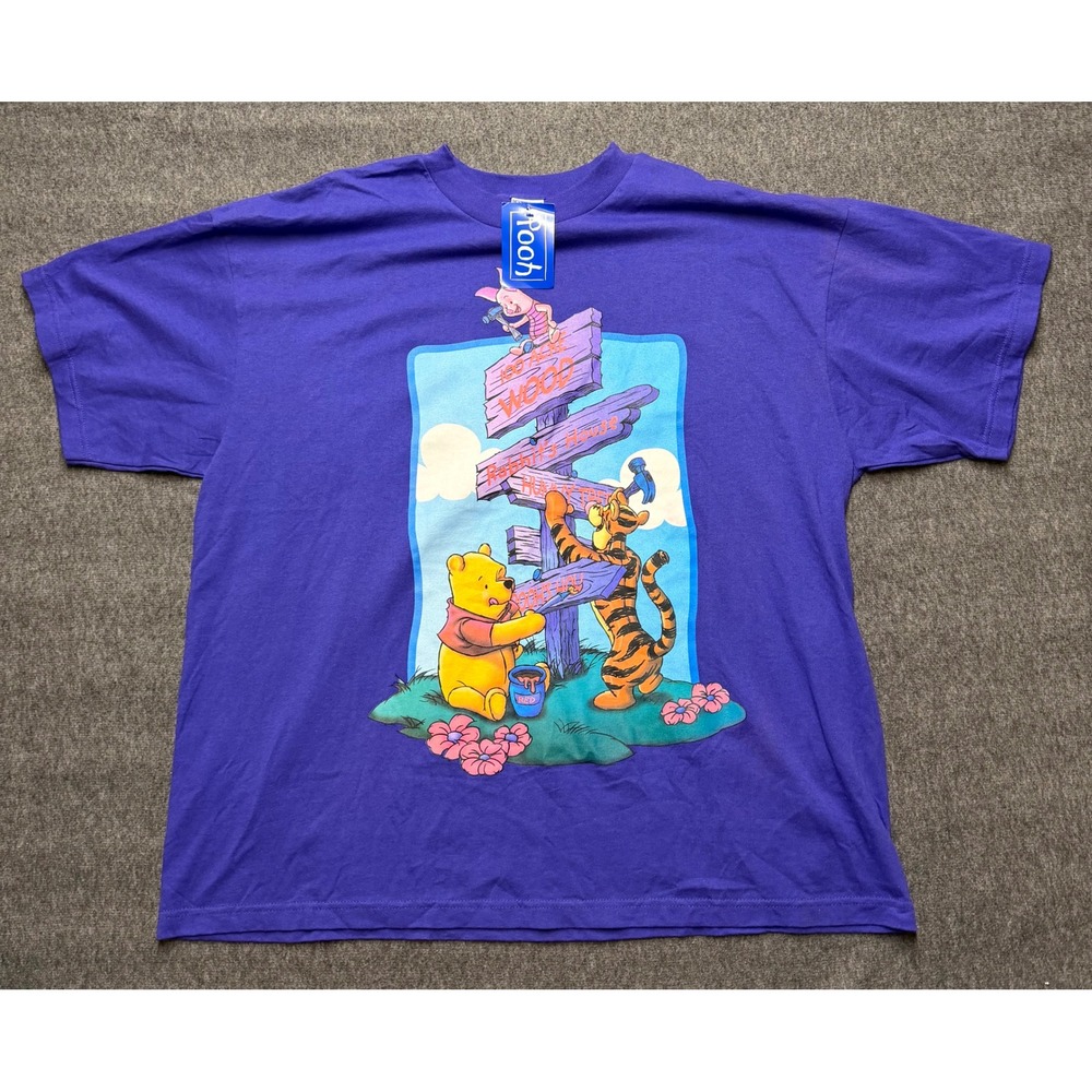 Vintage Disney Winnie the Pooh T-Shirt Purple 100 Acre Wood Brazos 24W 4X NEW